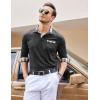 imageCOOFANDY Mens Casual Polo Shirt Long Sleeve Classic Plaid Button Tees with PocketsCharcoal Grey