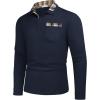 imageCOOFANDY Mens Casual Polo Shirt Long Sleeve Classic Plaid Button Tees with PocketsDark Blue