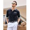 imageCOOFANDY Mens Casual Polo Shirt Long Sleeve Classic Plaid Button Tees with PocketsDark Blue