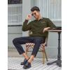 imageCOOFANDY Mens Casual Polo Shirt Long Sleeve Classic Plaid Button Tees with PocketsDeep Army Green