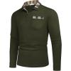 imageCOOFANDY Mens Casual Polo Shirt Long Sleeve Classic Plaid Button Tees with PocketsDeep Army Green