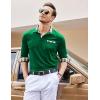 imageCOOFANDY Mens Casual Polo Shirt Long Sleeve Classic Plaid Button Tees with PocketsGreen