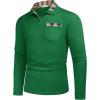 imageCOOFANDY Mens Casual Polo Shirt Long Sleeve Classic Plaid Button Tees with PocketsGreen