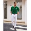 imageCOOFANDY Mens Casual Polo Shirt Long Sleeve Classic Plaid Button Tees with PocketsGreen