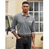imageCOOFANDY Mens Casual Polo Shirt Long Sleeve Classic Plaid Button Tees with PocketsGrey