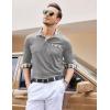 imageCOOFANDY Mens Casual Polo Shirt Long Sleeve Classic Plaid Button Tees with PocketsGrey