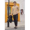 imageCOOFANDY Mens Casual Polo Shirt Long Sleeve Classic Plaid Button Tees with PocketsKhaki