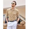 imageCOOFANDY Mens Casual Polo Shirt Long Sleeve Classic Plaid Button Tees with PocketsKhaki