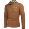 imageCOOFANDY Mens Casual Polo Shirt Long Sleeve Classic Plaid Button Tees with PocketsLight Brown