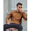 imageCOOFANDY Mens Casual Polo Shirt Long Sleeve Classic Plaid Button Tees with PocketsLight Brown