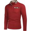 imageCOOFANDY Mens Casual Polo Shirt Long Sleeve Classic Plaid Button Tees with PocketsRed