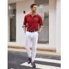 imageCOOFANDY Mens Casual Polo Shirt Long Sleeve Classic Plaid Button Tees with PocketsRed