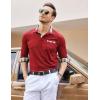 imageCOOFANDY Mens Casual Polo Shirt Long Sleeve Classic Plaid Button Tees with PocketsRed