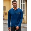 imageCOOFANDY Mens Casual Polo Shirt Long Sleeve Classic Plaid Button Tees with PocketsRoyal Blue
