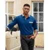 imageCOOFANDY Mens Casual Polo Shirt Long Sleeve Classic Plaid Button Tees with PocketsRoyal Blue