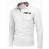 imageCOOFANDY Mens Casual Polo Shirt Long Sleeve Classic Plaid Button Tees with PocketsWhite