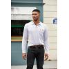 imageCOOFANDY Mens Casual Polo Shirt Long Sleeve Classic Plaid Button Tees with PocketsWhite