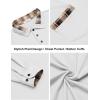 imageCOOFANDY Mens Casual Polo Shirt Long Sleeve Classic Plaid Button Tees with PocketsWhite