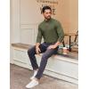 imageCOOFANDY Mens Casual Slim Fit Basic Tops Knitted Lightweight Turtleneck Pullover SweaterArmy Green