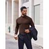 imageCOOFANDY Mens Casual Slim Fit Basic Tops Knitted Lightweight Turtleneck Pullover SweaterBrown