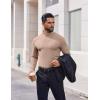imageCOOFANDY Mens Casual Slim Fit Basic Tops Knitted Lightweight Turtleneck Pullover SweaterKhaki