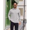 imageCOOFANDY Mens Casual Slim Fit Basic Tops Knitted Lightweight Turtleneck Pullover SweaterLight Grey