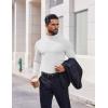 imageCOOFANDY Mens Casual Slim Fit Basic Tops Knitted Lightweight Turtleneck Pullover SweaterWhite