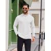 imageCOOFANDY Mens Casual Slim Fit Basic Tops Knitted Lightweight Turtleneck Pullover SweaterWhite