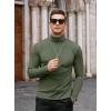 imageCOOFANDY Mens Casual Slim Fit Turtleneck T Shirts Lightweight Basic Cotton PulloversArmy Green
