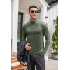 imageCOOFANDY Mens Casual Slim Fit Turtleneck T Shirts Lightweight Basic Cotton PulloversArmy Green