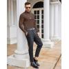 imageCOOFANDY Mens Casual Slim Fit Turtleneck T Shirts Lightweight Basic Cotton PulloversBrown