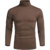 imageCOOFANDY Mens Casual Slim Fit Turtleneck T Shirts Lightweight Basic Cotton PulloversBrown