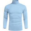 imageCOOFANDY Mens Casual Slim Fit Turtleneck T Shirts Lightweight Basic Cotton PulloversLight Blue