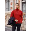 imageCOOFANDY Mens Casual Slim Fit Turtleneck T Shirts Lightweight Basic Cotton PulloversRed