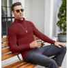 imageCOOFANDY Mens Casual Slim Fit Turtleneck T Shirts Lightweight Basic Cotton PulloversWine Red