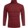 imageCOOFANDY Mens Casual Slim Fit Turtleneck T Shirts Lightweight Basic Cotton PulloversWine Red