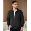 imageCOOFANDY Mens Casual Suede Bomber Jacket Lightweight Full Zip Up Jackets Vintage Faux Leather JacketBlack