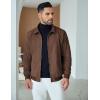 imageCOOFANDY Mens Casual Suede Bomber Jacket Lightweight Full Zip Up Jackets Vintage Faux Leather JacketBrown