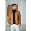 imageCOOFANDY Mens Casual Suede Bomber Jacket Lightweight Full Zip Up Jackets Vintage Faux Leather JacketLight Brown