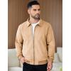 imageCOOFANDY Mens Casual Suede Bomber Jacket Lightweight Full Zip Up Jackets Vintage Faux Leather JacketLight Tan