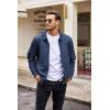 imageCOOFANDY Mens Casual Suede Bomber Jacket Lightweight Full Zip Up Jackets Vintage Faux Leather JacketNavy Blue