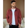 imageCOOFANDY Mens Casual Suede Bomber Jacket Lightweight Full Zip Up Jackets Vintage Faux Leather JacketWine Red