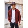 imageCOOFANDY Mens Casual Suede Bomber Jacket Lightweight Full Zip Up Jackets Vintage Faux Leather JacketWine Red