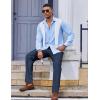 imageCOOFANDY Mens Classic Fit Dress Pants Flat Front Straight Casual Pant Expandable Waist Suit PantBlue