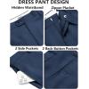 imageCOOFANDY Mens Classic Fit Dress Pants Flat Front Straight Casual Pant Expandable Waist Suit PantBlue