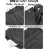 imageCOOFANDY Mens Classic Fit Dress Pants Flat Front Straight Casual Pant Expandable Waist Suit PantDark Gery