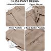 imageCOOFANDY Mens Classic Fit Dress Pants Flat Front Straight Casual Pant Expandable Waist Suit PantKhaki