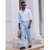 imageCOOFANDY Mens Classic Fit Dress Pants Flat Front Straight Casual Pant Expandable Waist Suit PantLight Blue