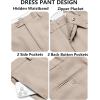 imageCOOFANDY Mens Classic Fit Dress Pants Flat Front Straight Casual Pant Expandable Waist Suit PantLight Khaki