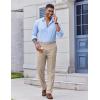 imageCOOFANDY Mens Classic Fit Dress Pants Flat Front Straight Casual Pant Expandable Waist Suit PantLight Khaki